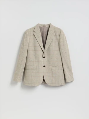 Reserved - Marynarka slim fit w kratę - beżowy