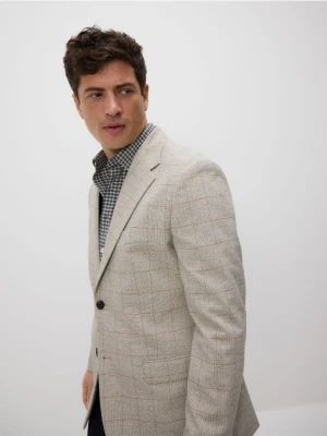 Reserved - Marynarka slim fit w kratę - beżowy