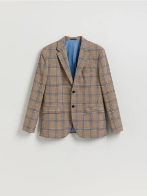 Reserved - Marynarka slim fit w kratę - beżowy