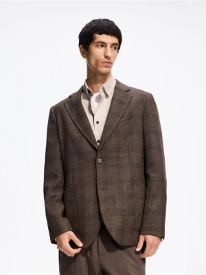 Reserved - Marynarka slim fit w kratę - brązowy