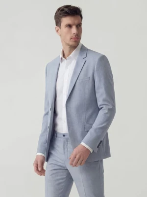 Reserved - Marynarka slim fit w kratę - jasnoniebieski