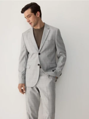 Reserved - Marynarka slim fit w kratę - jasnoszary