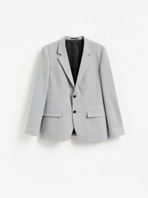 Reserved - Marynarka slim fit w kratę - jasnoszary