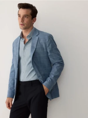Reserved - Marynarka slim fit w kratę - niebieski