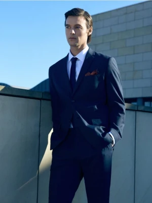 Reserved - Marynarka slim fit w micro kratę - granatowy