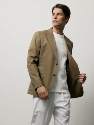 Reserved - Marynarka slim fit z dodatkiem konopi - warm olive
