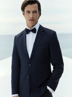 Reserved - Marynarka slim fit z dodatkiem wełny - granatowy