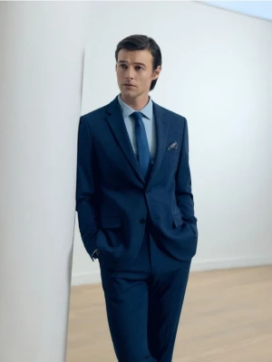 Reserved - Marynarka slim fit z dodatkiem wiskozy i elastanu - granatowy