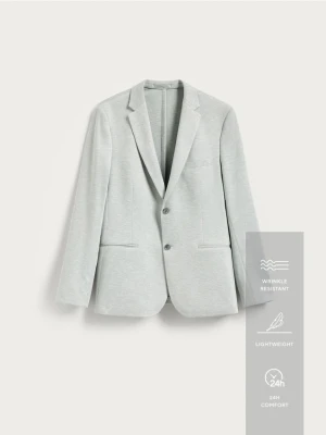 Reserved - Marynarka slim fit z dodatkiem wiskozy - jasnozielony