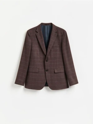 Reserved - Marynarka slim fit z dodatkiem wiskozy - mahoniowy