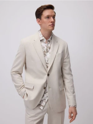 Reserved - Marynarka slim fit z domieszką lnu - beżowy
