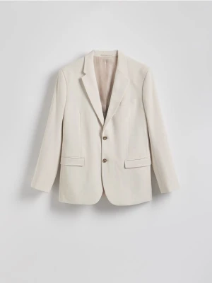 Reserved - Marynarka slim fit z domieszką lnu - beżowy