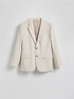 Reserved - Marynarka slim fit z domieszką lnu - beżowy