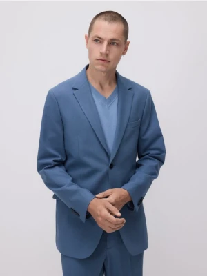 Reserved - Marynarka slim fit z domieszką lnu - granatowy