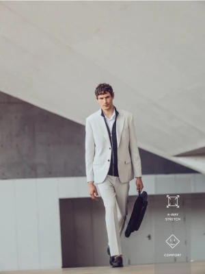 Reserved - Marynarka slim fit z domieszką lnu - jasnoszary