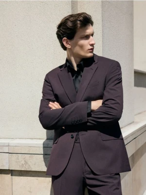 Reserved - Marynarka slim fit z domieszką wiskozy - mahoniowy