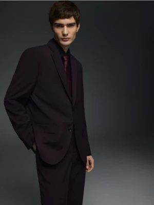 Reserved - Marynarka slim fit z domieszką wiskozy - mahoniowy
