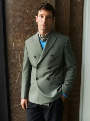 Reserved - Marynarka slim fit z domieszką wiskozy - szary