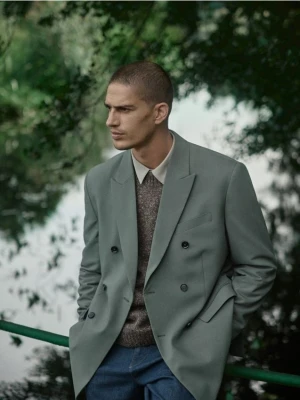 Reserved - Marynarka slim fit z domieszką wiskozy - szary