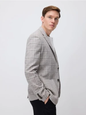 Reserved - Marynarka slim fit z lnem - beżowy