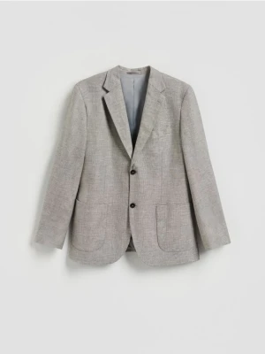 Reserved - Marynarka slim fit z lnem - ciemnoszary