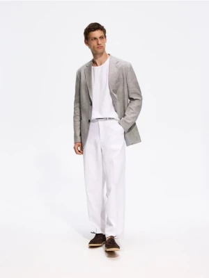 Reserved - Marynarka slim fit z lnem - ciemnoszary