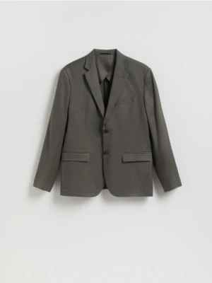 Reserved - Marynarka slim fit z lnem - ciemnozielony