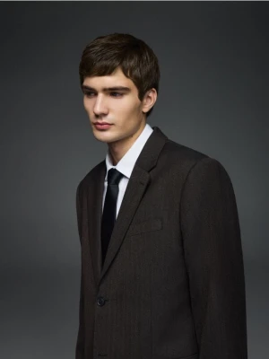 Reserved - Marynarka slim fit z wełną - brązowy