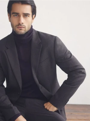 Reserved - Marynarka slim fit z wełną - brązowy