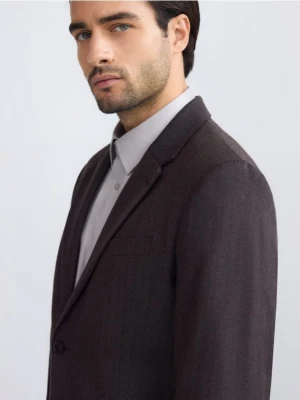 Reserved - Marynarka slim fit z wełną - brązowy