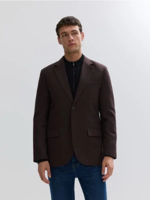 Reserved - Marynarka slim fit z wełną - ciemnobrązowy