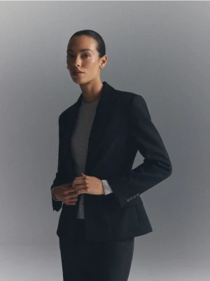 Reserved - Marynarka slim fit z wełną - czarny