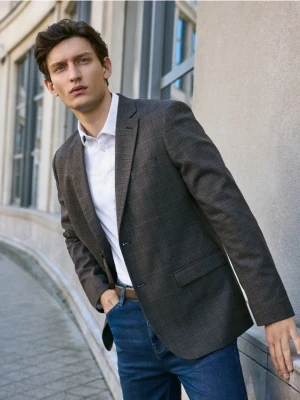 Reserved - Marynarka slim fit z wiskozą - brązowy