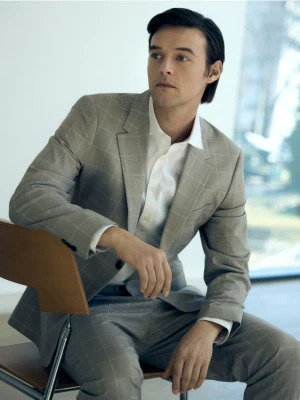 Reserved - Marynarka slim fit z wiskozą - brązowy