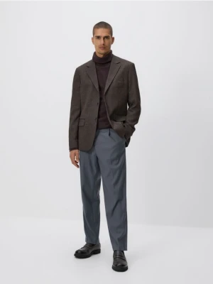 Reserved - Marynarka slim fit z wiskozą - ciemnobrązowy