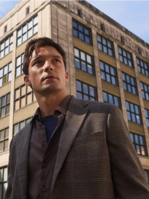 Reserved - Marynarka slim fit z wiskozą - ciemnobrązowy