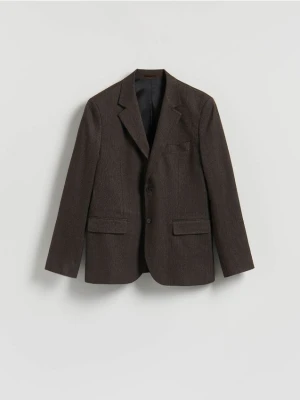 Reserved - Marynarka slim fit z wiskozą - ciemnobrązowy
