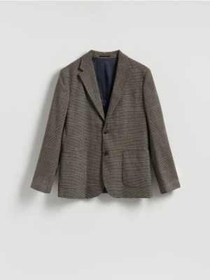 Reserved - Marynarka slim fit z wiskozą - ciemnobrązowy