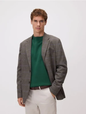 Reserved - Marynarka slim fit z wiskozą - ciemnobrązowy