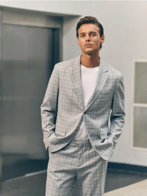 Reserved - Marynarka slim fit z wiskozą - jasnoszary