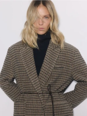 Reserved - Marynarka w pepitkę z paskiem - wielobarwny