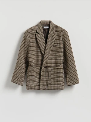 Reserved - Marynarka w pepitkę z paskiem - wielobarwny