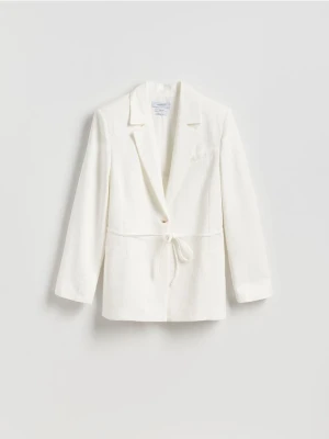 Reserved - Marynarka z dodatkiem lnu - biały