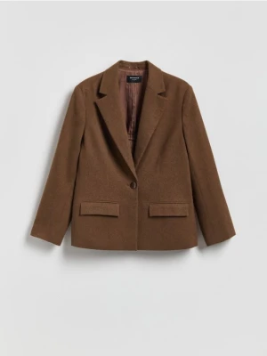 Reserved - Marynarka z dodatkiem wełny - brązowy