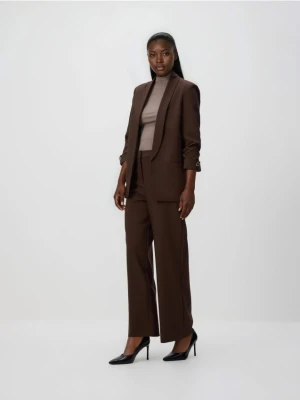 Reserved - Marynarka z dodatkiem wiskozy - ciemnobrązowy