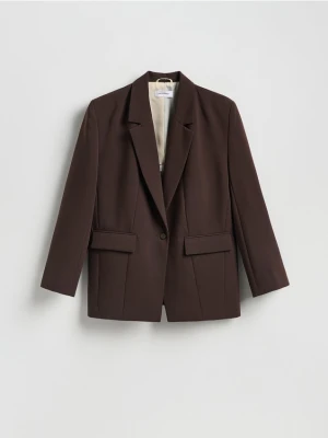 Reserved - Marynarka z dodatkiem wiskozy - ciemnobrązowy