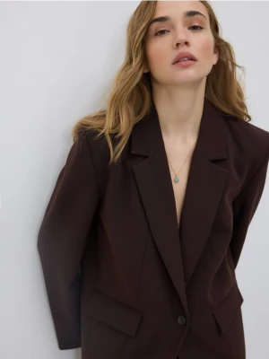 Reserved - Marynarka z dodatkiem wiskozy - ciemnobrązowy
