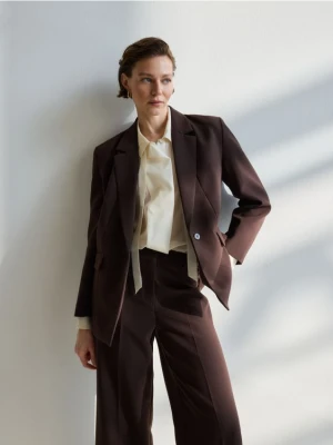 Reserved - Marynarka z dodatkiem wiskozy - ciemnobrązowy