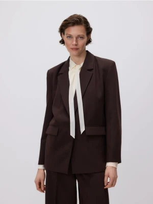 Reserved - Marynarka z dodatkiem wiskozy - ciemnobrązowy