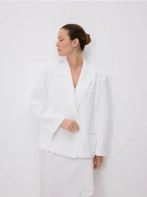 Reserved - Marynarka z domieszką wełny - biały